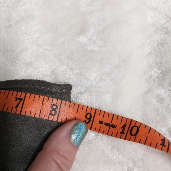 Grey Suede Boots Wide Calf w/ Braided Tassel Wood Stack Heel - Like New - Picture 12 of 12